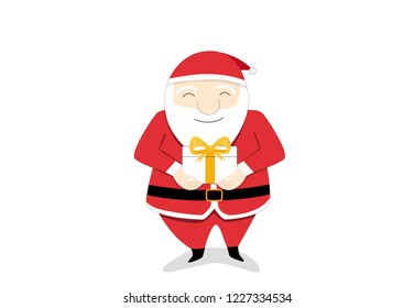 Isolated Santa claus send gift box to you, vector