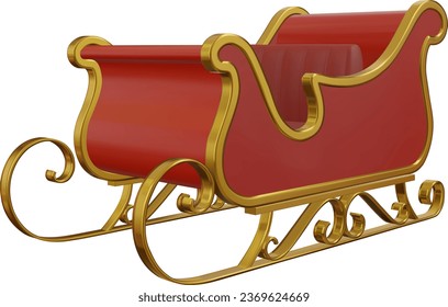 isolated santa claus sleigh 3d vector