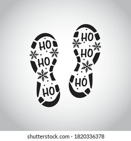 Isolated Santa Footprint On White Background. Claus Cut Foot Template. Winter Outdoors Silhouette. Christmas Guest Mark. Vector Illustration