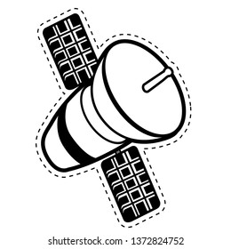 Isolated satellite dotted sticker. Vector illustration design