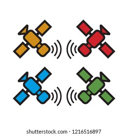 isolated satellite icon color variations vector illustration