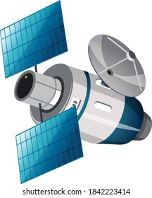 Satélite aislado en ilustración de fondo blanco