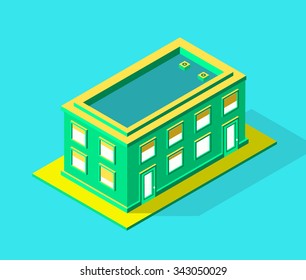 Isolated Saturated High Quality Isometric City Elements. Residential.