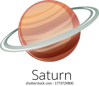 Isolated saturn on white background illustration