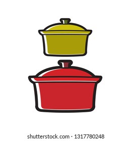 isolated saucepan color variations vector drawing