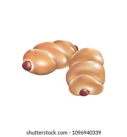 Isolated Sausage bread on white background