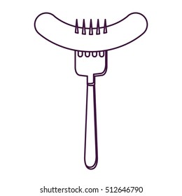 Isolated sausage food with fork design