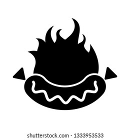 Isolated sausage icon in flames. Vector illustration design