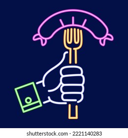 Isolated sausage neon oktoberfest vector illustration