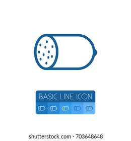 Isolated Sausage Outline. Kielbasa Vector Element Can Be Used For Sausage, Frankfurter, Kielbasa Design Concept.