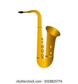 Isolated saxophone. Musical instrument