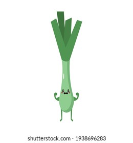 Isolated scallion cartoon kawaii. Cartoon of a vegetable - Vector illustration