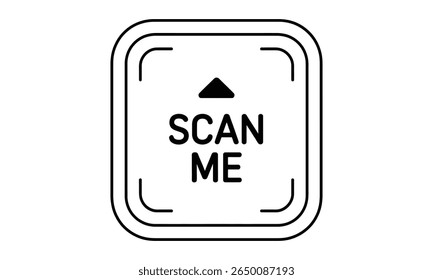 Ícone digitalizar-me isolado no fundo transparente. Apresenta seta preta, texto, com formas arredondadas em negrito e quadrado. Moderno e simples olhar para interações online.