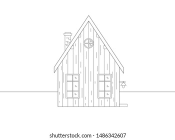 Isolated Scandinavian wooden house with lantern