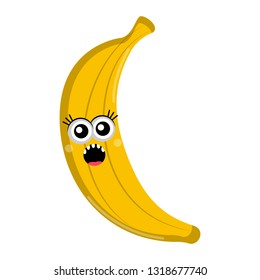 Isolated scared banana cartoon. Vector illustration design