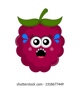 Isolated scared blackberry cartoon. Vector illustration design