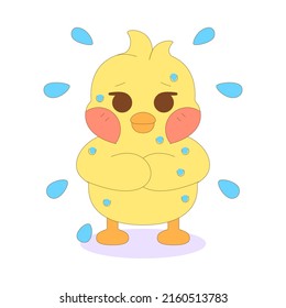 Personaje de caricatura de polluelo asustado aislado Ilustración vectorial