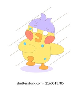 Personaje de caricatura de polluelo asustado aislado Ilustración vectorial