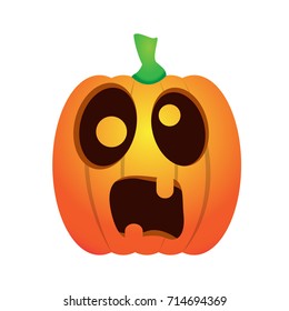 Isolated scared jack-o-lantern on a white background, Vector illustration