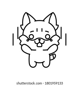 Isolated scared kitten. Cute emoji of a cat - Vector