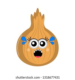 Isolated scared onion cartoon. Vector illustration design