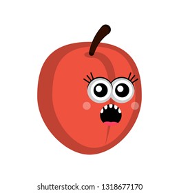 Isolated scared peach cartoon. Vector illustration design