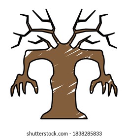 Isolated scary dry tree icon. Halloween season icon - Vector