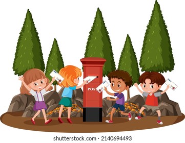 Isolated scene with people cartoon character illustration