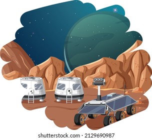 Isolated scene with space settlement illustration