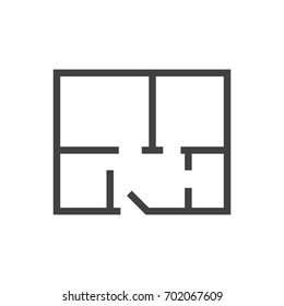 Isolated Scheme Outline Symbol On Clean Background. Vector Property Plan Element In Trendy Style.