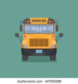 Isolated school bus in flat style.Front view.