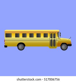 Isolated school bus on a blue background, Vector illustration