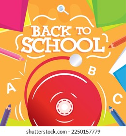 Isolated school ring Back to school comic poster Vector