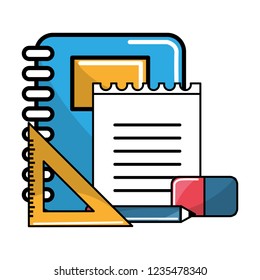 Isolated school supplies design