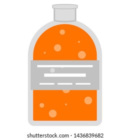Isolated science lab flask with a liquid - Vector