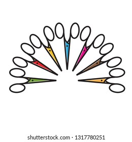 isolated scissors color variations vector drawing