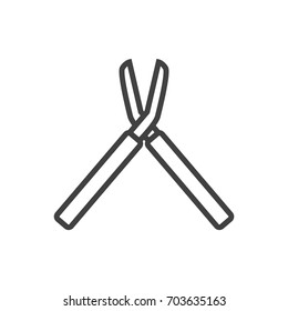 Isolated Scissors Outline Symbol On Clean Background. Vector Shears Element In Trendy Style.