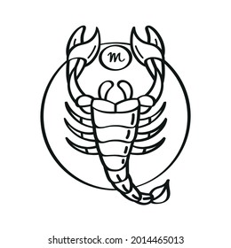 Isolated scorpio icon outline zodiac sign Vector