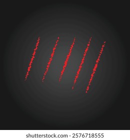 Isolated scratches on black gray gradient background. Vector red scratches set. Vector illustration of scratching animal paws (cat, tiger, lion, bear).