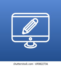 Isolated Screen Outline Symbol On Clean Background. Vector Monitor Element In Trendy Style.