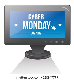 an isolated screen with text and stars for cyber monday
