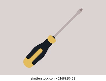 An isolated screwdriver with a flathead tip