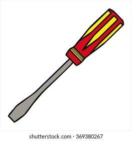 isolated screwdriver tool construction, cartoon vector