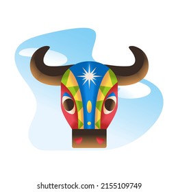 Isolated sculpture of a bull head Vector illustration