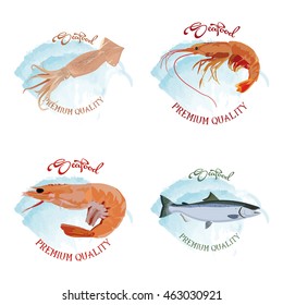 Isolated sea food label design, Vector illustration