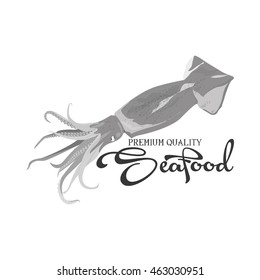 Isolated sea food label design, Vector illustration