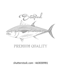 Isolated sea food label design, Vector illustration