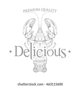 Isolated sea food label design, Vector illustration