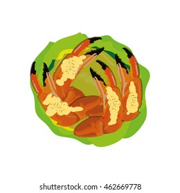 Isolated sea food on white background, Vector illustration