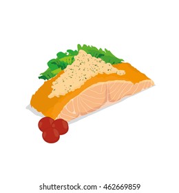 Isolated sea food on white background, Vector illustration